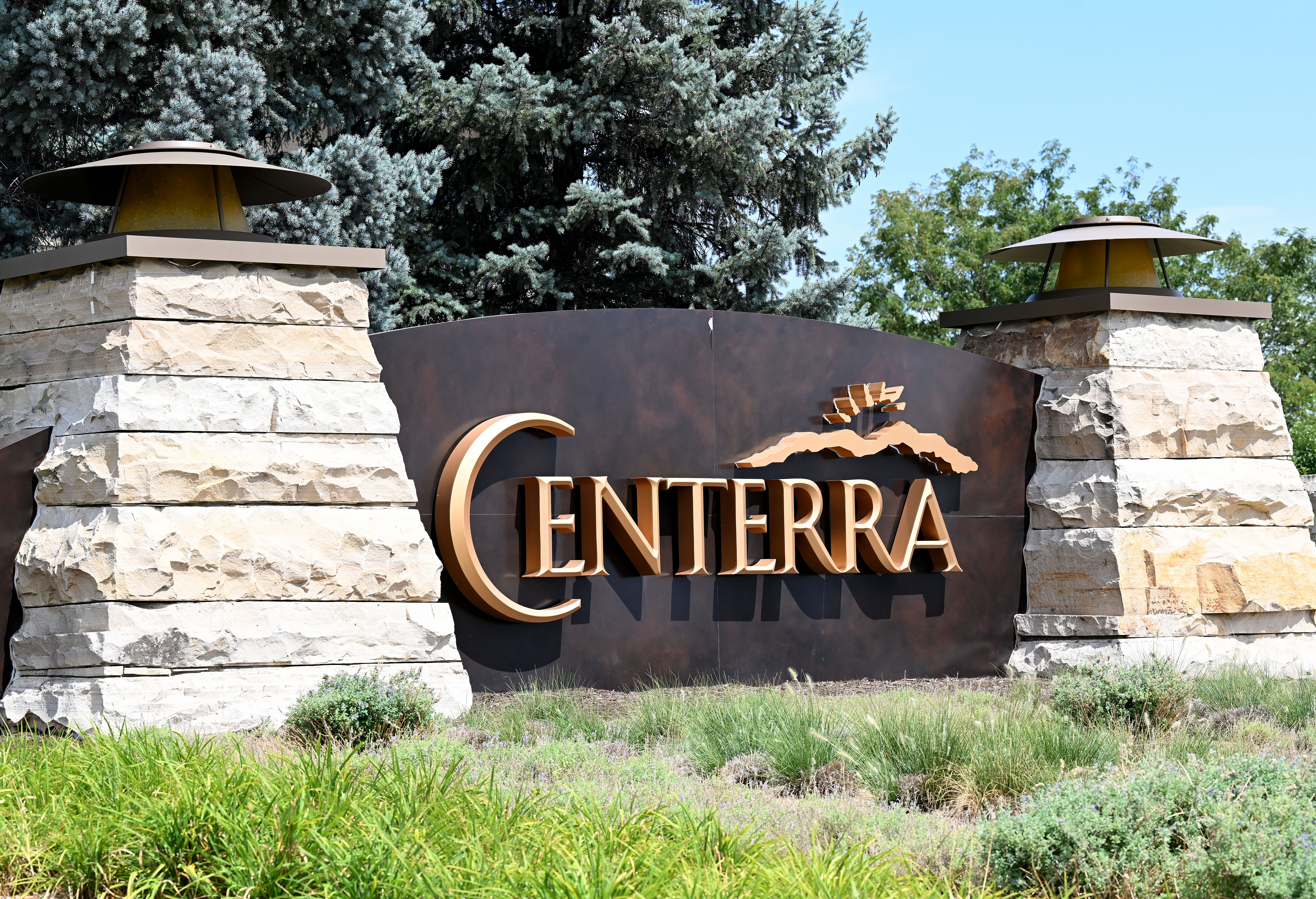 A Centerra sign is pictured Thursday, Aug. 14, 2025,  on Eisenhower Boulevard and Boyd Lake Avenue in Loveland.    (Jenny Sparks/Loveland Reporter-Herald)